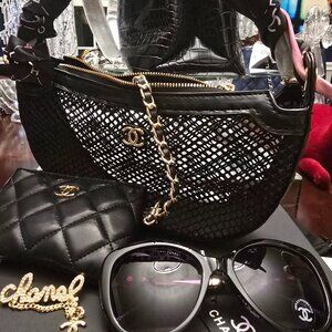 Chanel Mesh purse with coin purse and sunnies